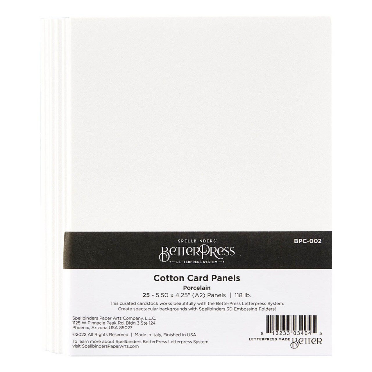 Spellbinders BetterPress Letterpress A2 Cotton Card Panels-Porcelain 25/Sheets